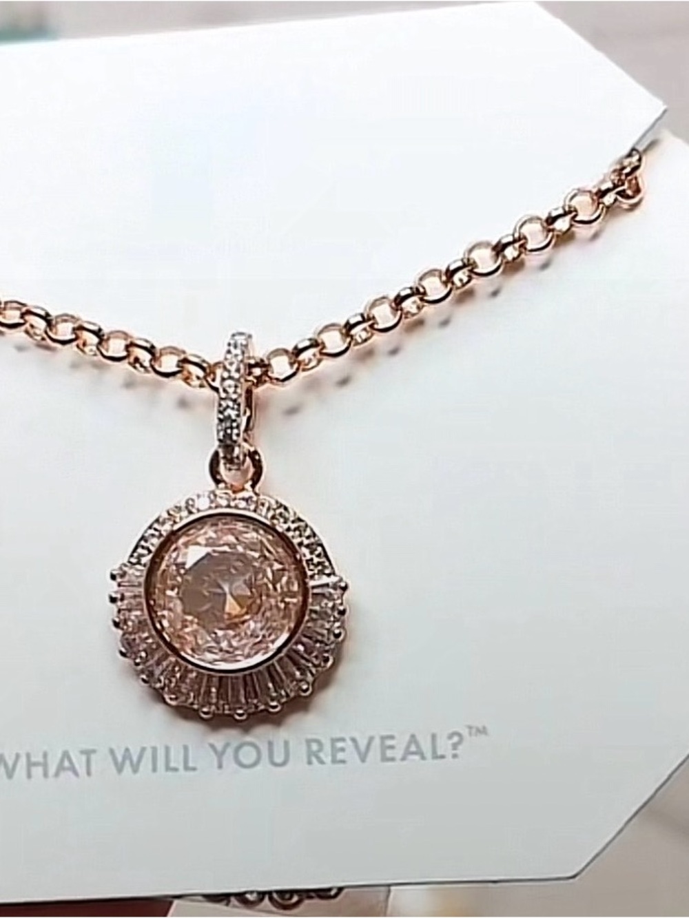 Bomb Party Rose Gold Crystal Halo Pendant Necklace
